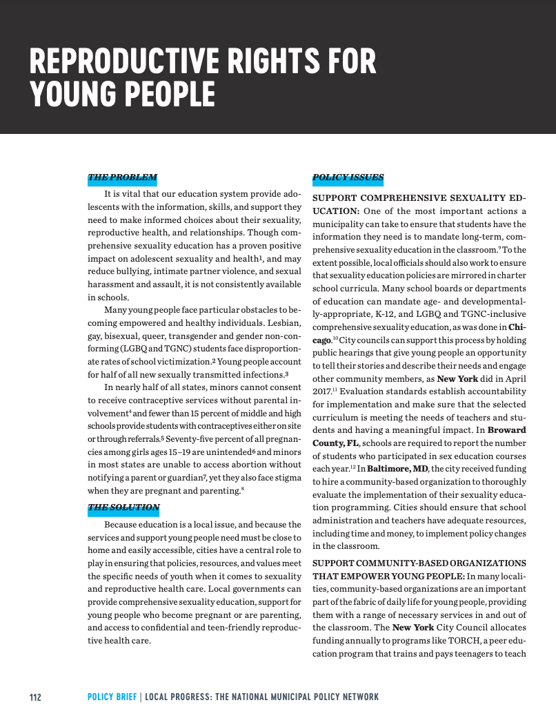 Reproductive Rights For Young People - Local Progress