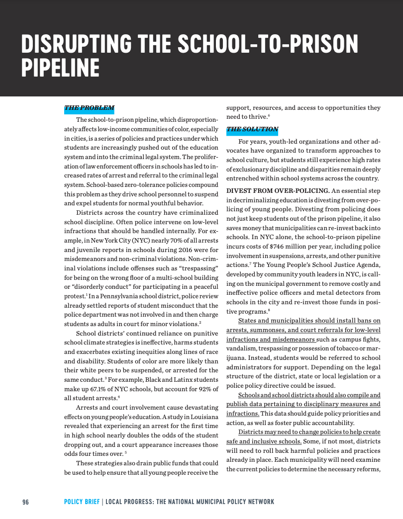 Disrupting the School-to-Prison Pipeline - Local Progress