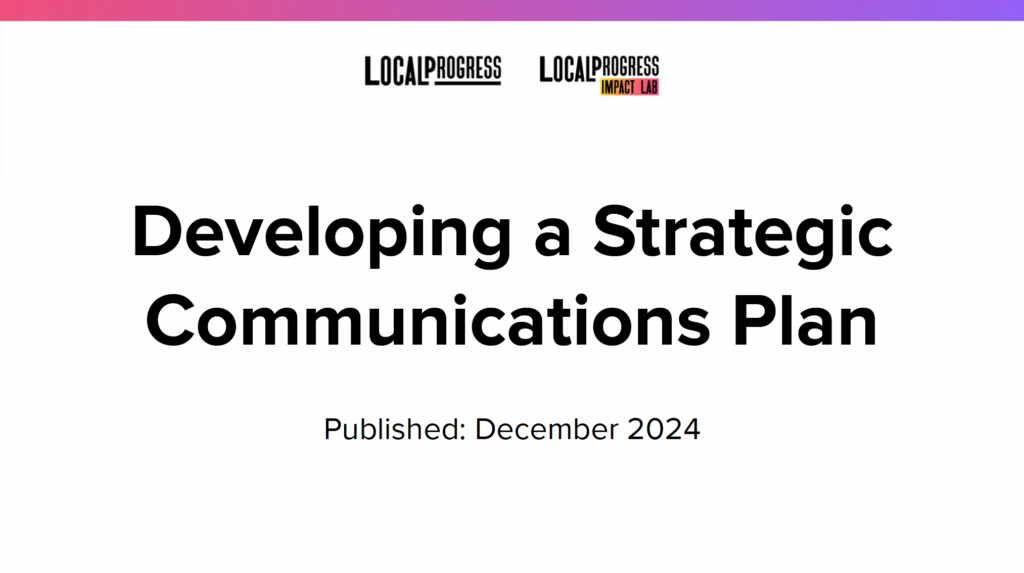 Screenshot of the first slide of the resource: Developing a Strategic Communications Plan