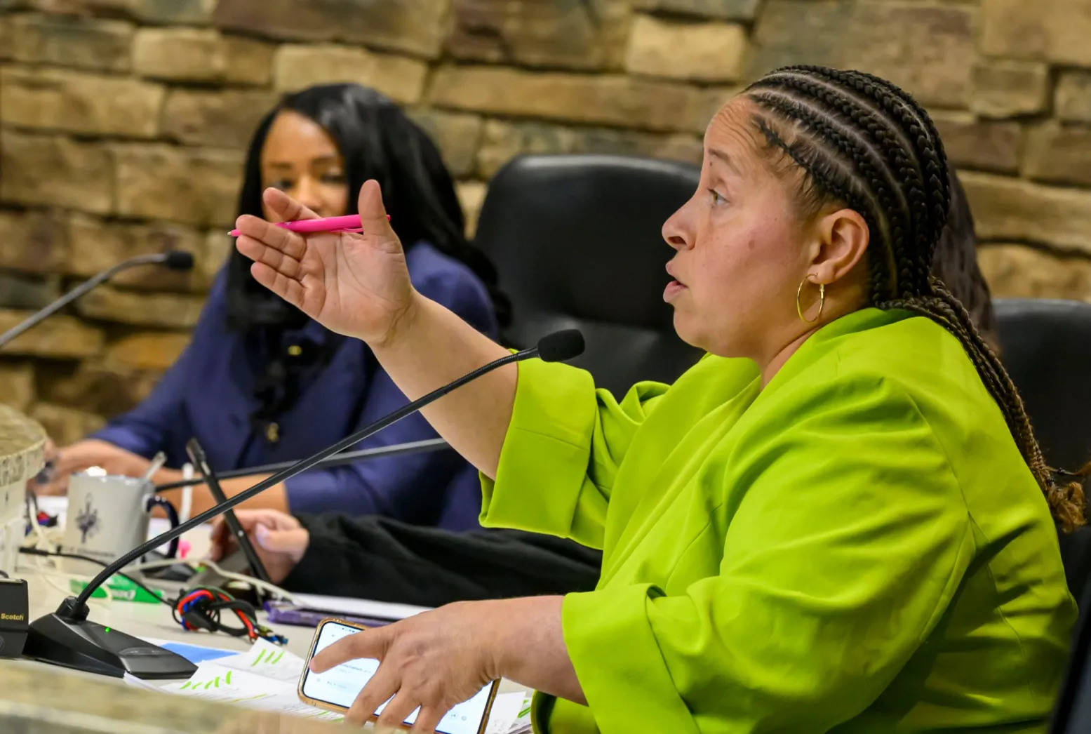 Allentown Council member Ce-Ce Gerlach speaks Wednesday, Feb. 5, 2025, during a City Council meeting in Allentown. Gerlach presented an ordinance for Allentown to become a ‘Welcoming City’ to help protect immigrants from ICE. (April Gamiz/The Morning Call)