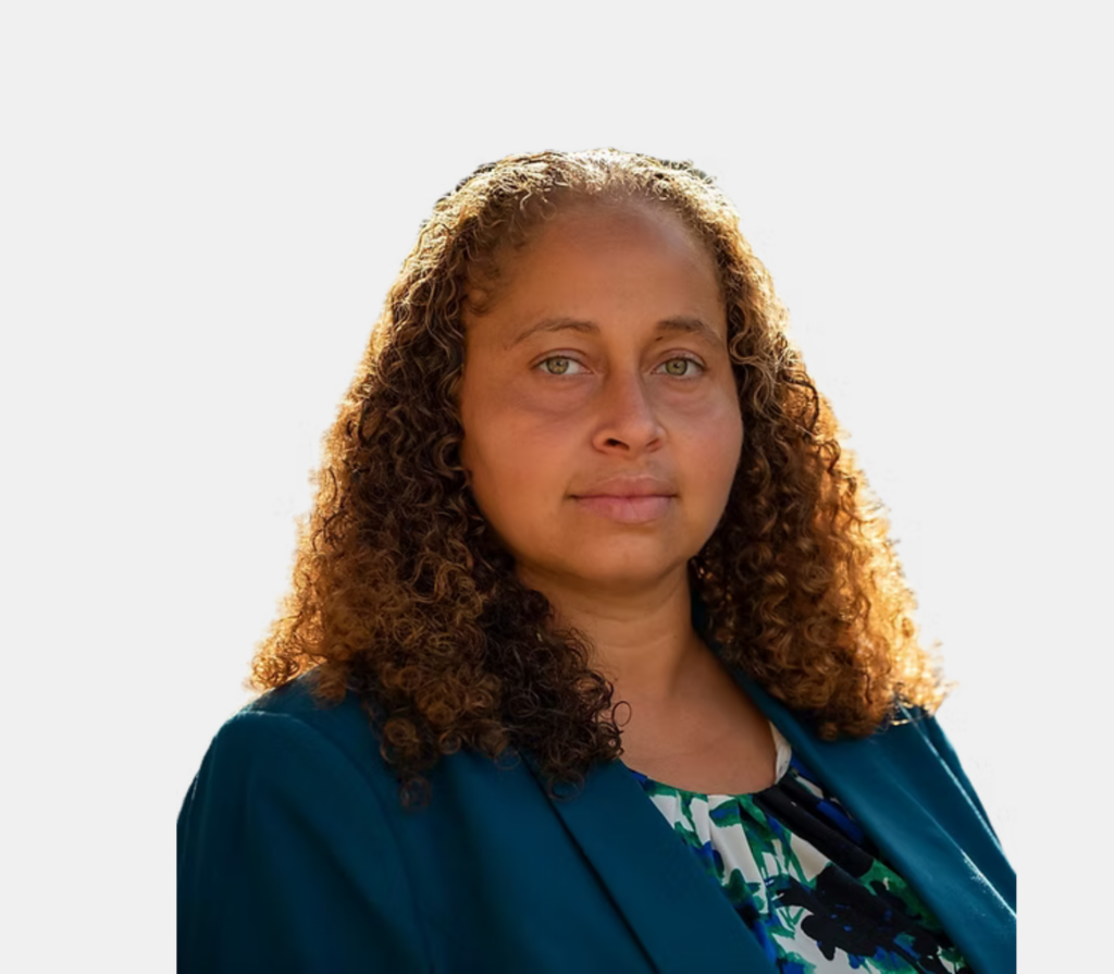 A headshot of a woman