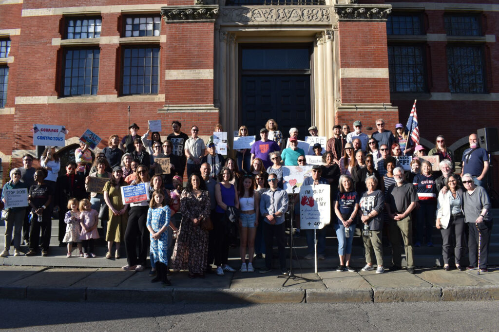 A large protest group in Kingston NY