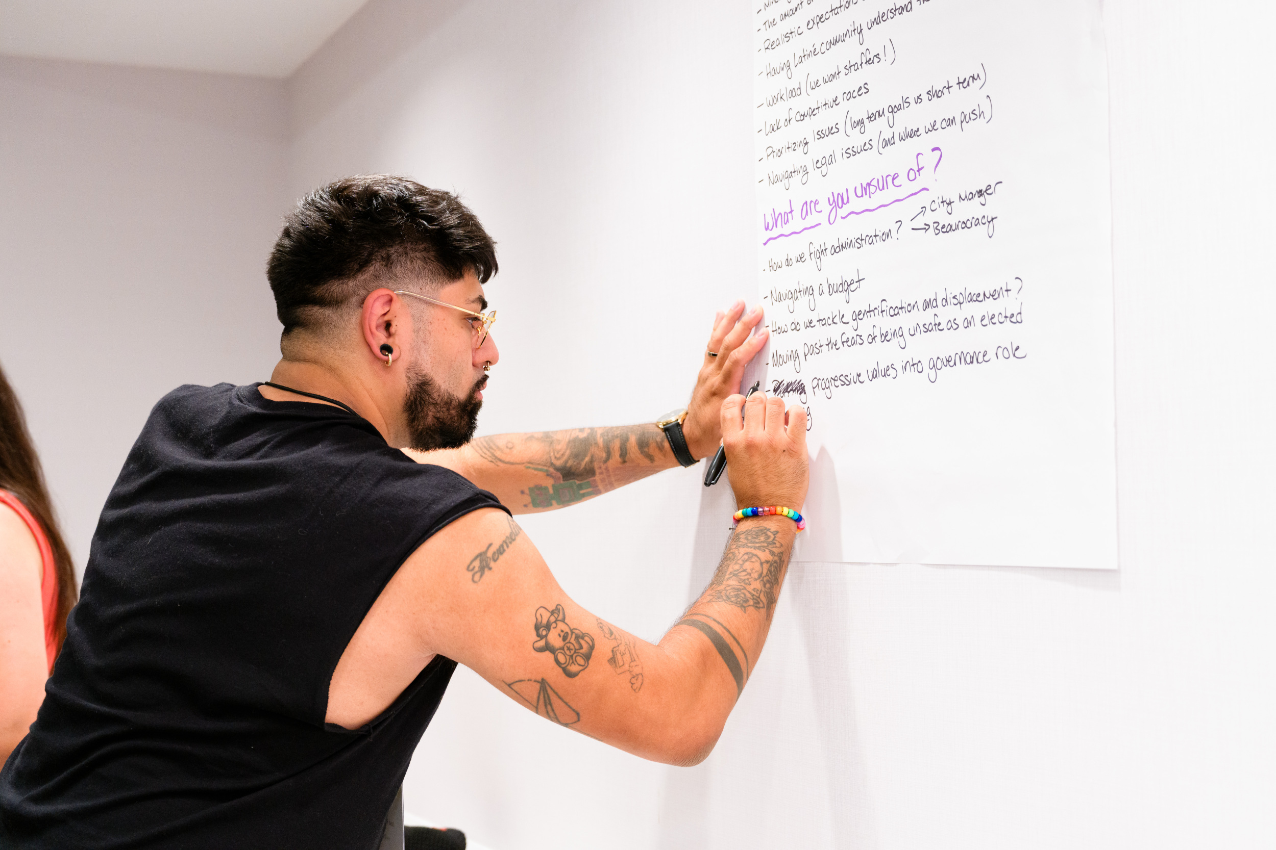 An image of someone writing on a wall