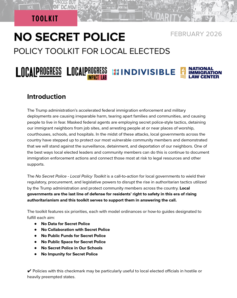 First page of the No Secret Police toolkit
