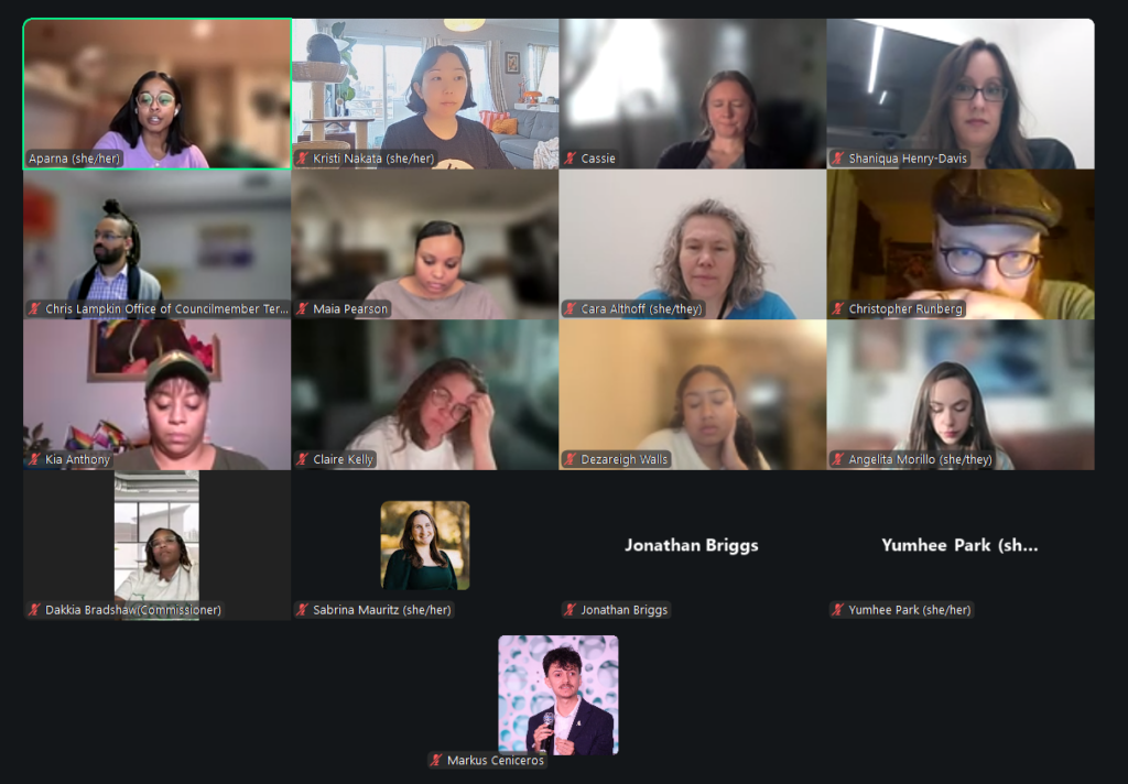 A large group of people on a zoom call