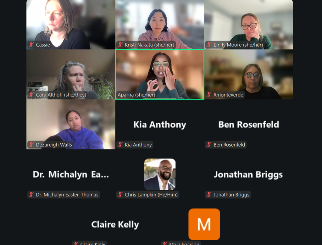 A large group of people on a zoom call